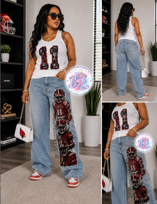 Custom Football Mom Jeans Set | Personalized Game Day Outfit